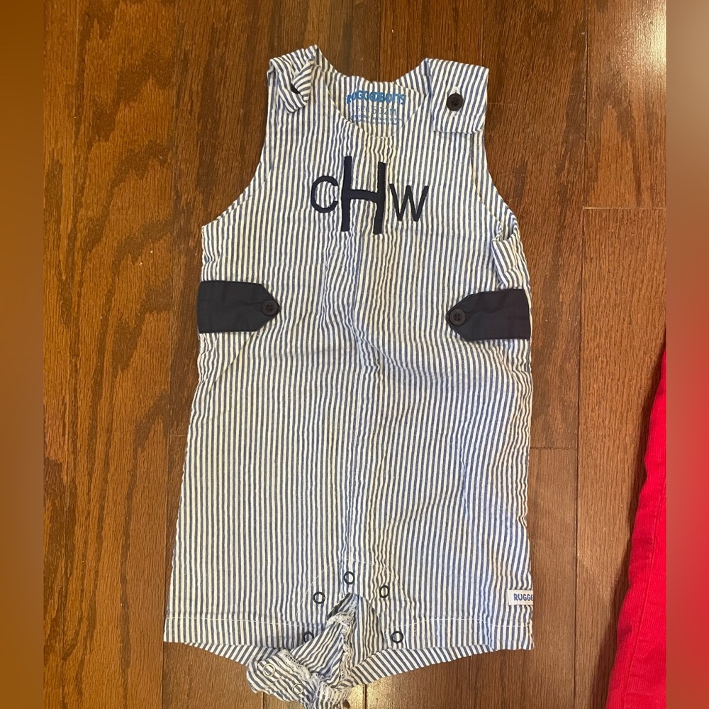 CWH monogram seersucker shortfalls 6-12 month by RuggedButts